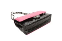 Chanel Classic Flap Patent Bi-Colour Pink and Black Silver Hardware10