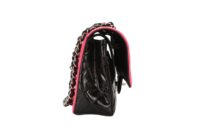 Chanel Classic Flap Patent Bi-Colour Pink and Black Silver Hardware3