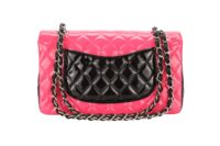 Chanel Classic Flap Patent Bi-Colour Pink and Black Silver Hardware4