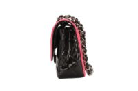 Chanel Classic Flap Patent Bi-Colour Pink and Black Silver Hardware5