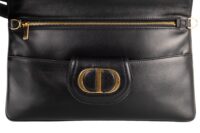 51. Dior Double Calf Leather Medium handbag, Black, GHW10