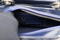 55. Dior Lady Dior, Medium, Navy Patent, Silver Hardware10