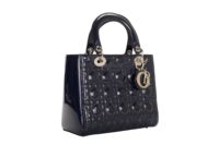 55. Dior Lady Dior, Medium, Navy Patent, Silver Hardware2
