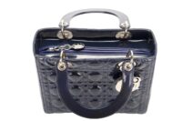 55. Dior Lady Dior, Medium, Navy Patent, Silver Hardware7