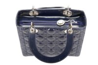 55. Dior Lady Dior, Medium, Navy Patent, Silver Hardware8