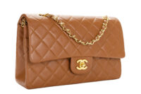 56. Chanel Vintage Classic Flap, Medium, Light Brown, Lambskin, Gold Hardware 1