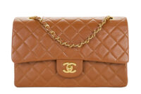 56. Chanel Vintage Classic Flap, Medium, Light Brown, Lambskin, Gold Hardware 14