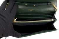 59. YSL Envelope Wallet on Chain, Green Grained Leather, Gold Hardware12