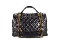 61. Chanel Vintage Coco Handle, Black Calfskin, Gold Hardware 4
