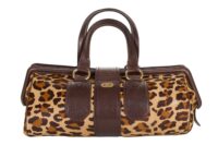 65. Celine Vintage Large Ella Leopard Pony Hair Handbag, Brown, Gold hardware1
