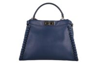 67. Fendi Peekaboo leather handbag, Navy, Silver hardware1