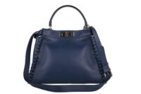 67. Fendi Peekaboo leather handbag, Navy, Silver hardware4