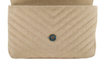 0005. YSL Linen Quilted Collage Beige Gold Hardware NEW12