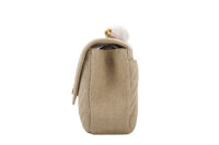 0005. YSL Linen Quilted Collage Beige Gold Hardware