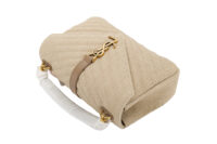 0005. YSL Linen Quilted Collage Beige Gold Hardware