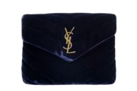 0006. YSL Velvet Toy Loulou Navy Gold Hardware