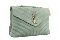 0008. YSL Suede Medium Loulou Sage Gold Hardware