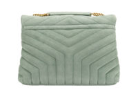 0008. YSL Suede Medium Loulou Sage Gold Hardware