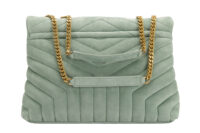 0008. YSL Suede Medium Loulou Sage Gold Hardware