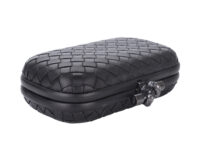 0013. Bottega Veneta Black Top Knot Clutch Black Leather Black Hardware NEW5