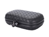 0013. Bottega Veneta Black Top Knot Clutch Black Leather Black Hardware NEW6