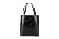 0138. Prada Black Embroidered Flower Tote Bag, Gold Hardware1