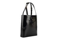 0138. Prada Black Embroidered Flower Tote Bag, Gold Hardware2