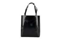 0138. Prada Black Embroidered Flower Tote Bag, Gold Hardware4