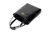 0138. Prada Black Embroidered Flower Tote Bag, Gold Hardware6