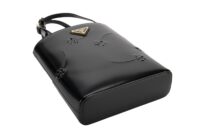 0138. Prada Black Embroidered Flower Tote Bag, Gold Hardware8