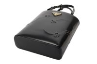 0138. Prada Black Embroidered Flower Tote Bag, Gold Hardware9