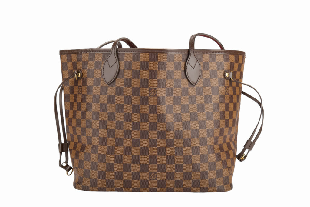 Louis Vuitton Neverfull MM Damier Ebene Tote Bag, Gold Hardware
