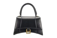 0142. Baleciaga Black Small Padded Hourglass Top-Handle Bag, Gold Hardware1