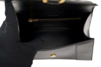 0142. Baleciaga Black Small Padded Hourglass Top-Handle Bag, Gold Hardware15