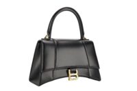 0142. Baleciaga Black Small Padded Hourglass Top-Handle Bag, Gold Hardware2