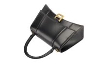 0142. Baleciaga Black Small Padded Hourglass Top-Handle Bag, Gold Hardware6