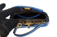 0144. Fendi Navy Blue Peekaboo Mini Bag, Gold Hardware14