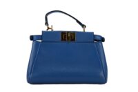 0144. Fendi Navy Blue Peekaboo Mini Bag, Gold Hardware4