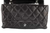 0153. Chanel Quilted Single Flap, Black Lambskin Leather, Silver Hardware15