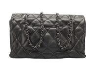 0153. Chanel Quilted Single Flap, Black Lambskin Leather, Silver Hardware4