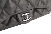 0153. Chanel Quilted Single Flap, Black Lambskin Leather, Silver Hardware6