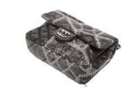 0155. Chanel Black Quilted Tweed:Leather Patchwork, Silver Hardware11