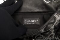 0155. Chanel Black Quilted Tweed:Leather Patchwork, Silver Hardware16