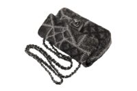 0155. Chanel Black Quilted Tweed:Leather Patchwork, Silver Hardware7
