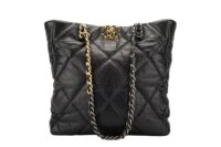 0156. Chanel 19 Tote, Black Lambskin Leather, Gold and Silver Hardware1