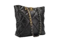 0156. Chanel 19 Tote, Black Lambskin Leather, Gold and Silver Hardware2