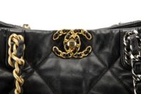 0156. Chanel 19 Tote, Black Lambskin Leather, Gold and Silver Hardware6