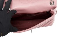 0158. Chanel Double Stitch Single Flap Chevron, Pink Lambskin Leather, Silver Hardware17