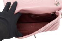 0158. Chanel Double Stitch Single Flap Chevron, Pink Lambskin Leather, Silver Hardware18