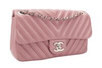 0158. Chanel Double Stitch Single Flap Chevron, Pink Lambskin Leather, Silver Hardware2